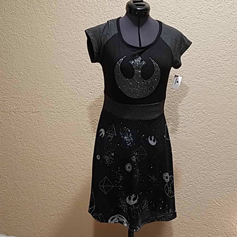 Star wars rebel rhinestone logo black dress